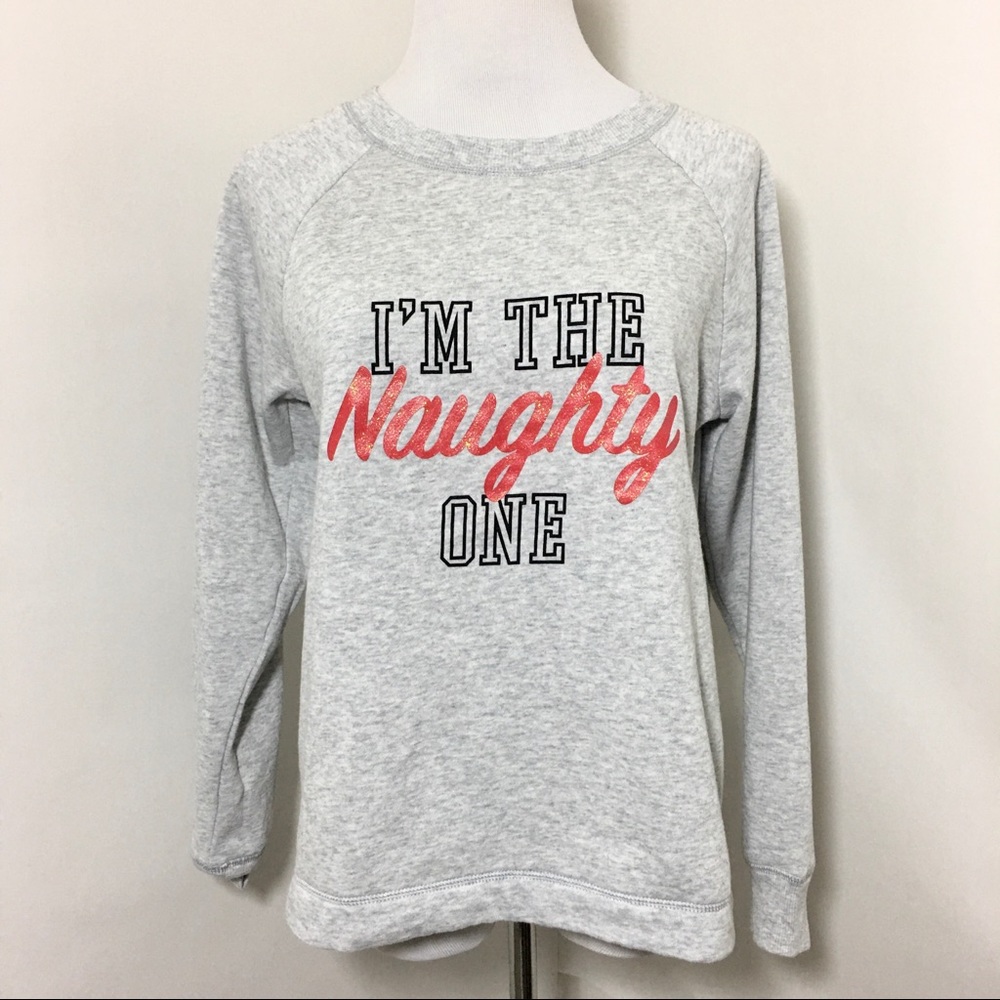 Im the Naughty One‎ Sweatshirt Gray Graphic Sz M